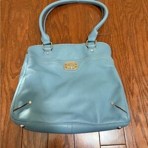 Isaac Mizrahi light blue chic leather handbag
